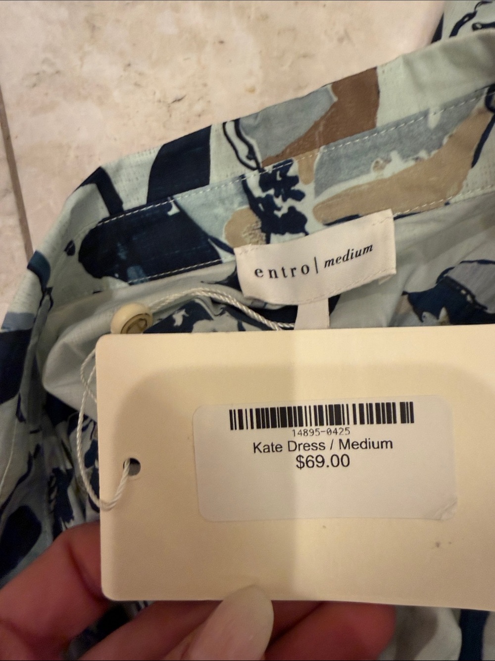 Entro Brand Sleeveless Floral Shirt Dress with Belt - Navy & Cream - Picture 4 of 5